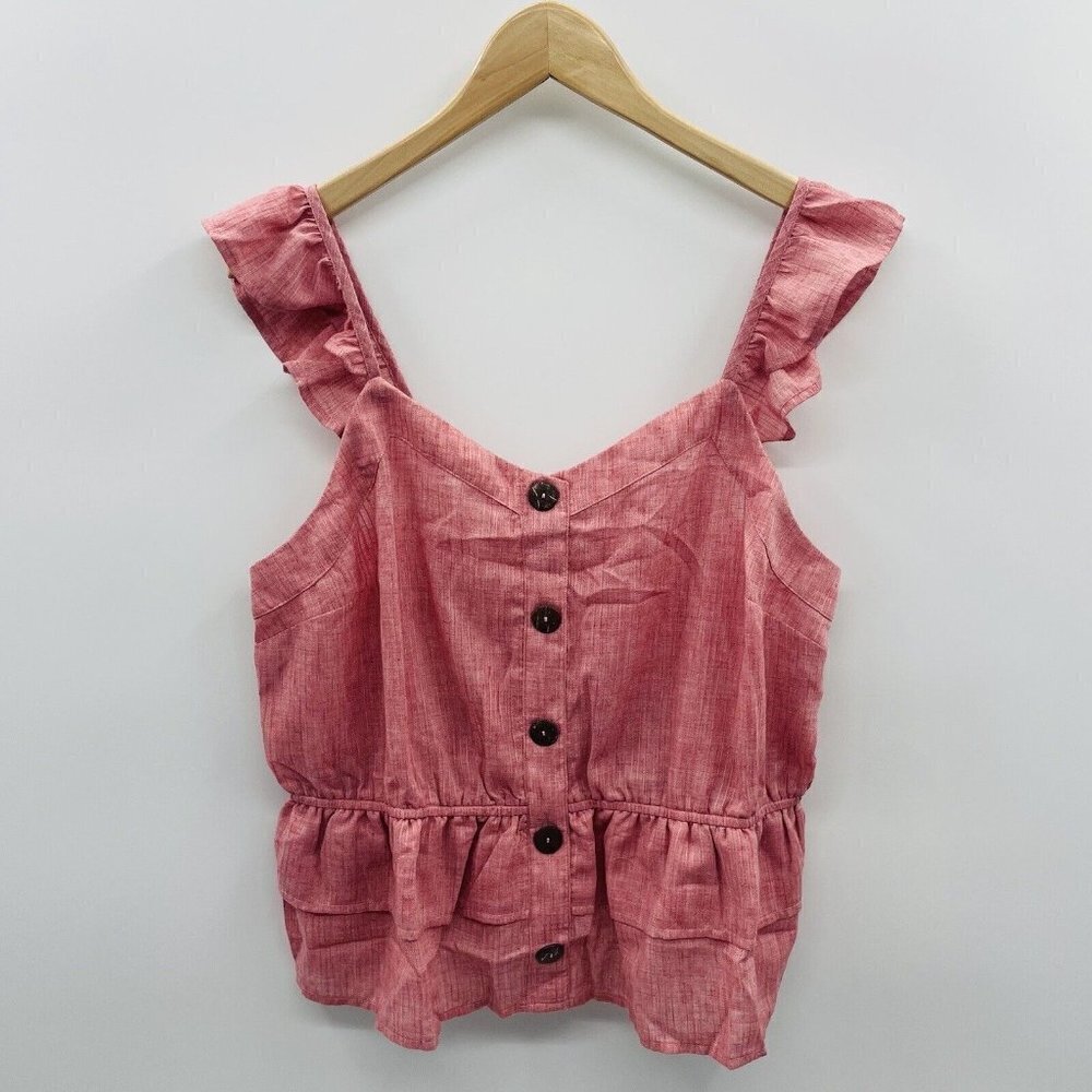 Madison & Berkeley Womens‎ Size XL Sleeveless Ruffle Peplum Blouse in Pink 145